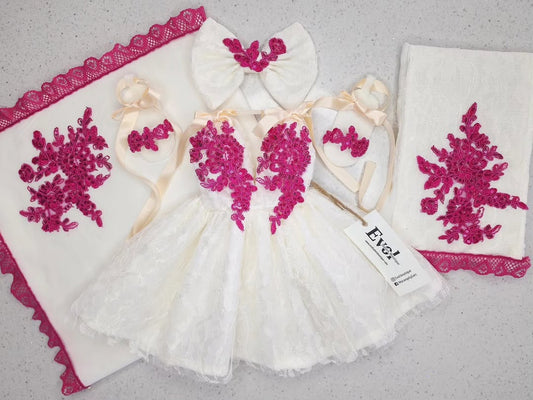 Crema y fuscia