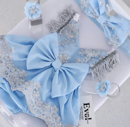 Azul baby y plata