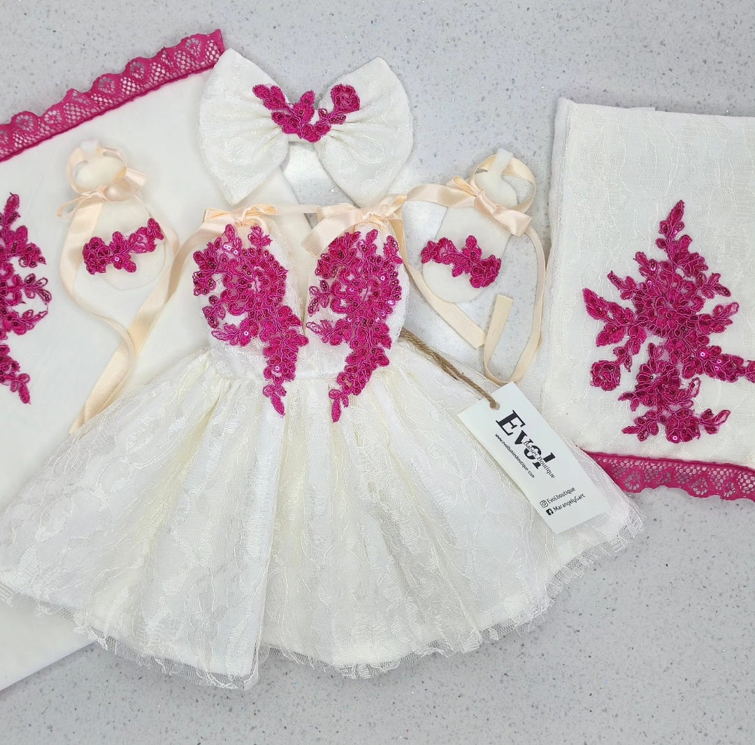 Crema y fuscia